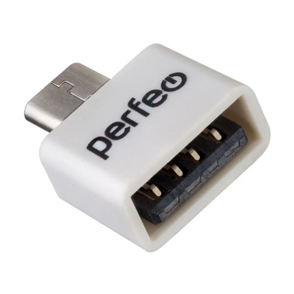 Адаптер PERFEO OTG USB in - microUSB out,  белый (PF-VI-О010 White) PF_B4997 от компании Медиамир - фото 1