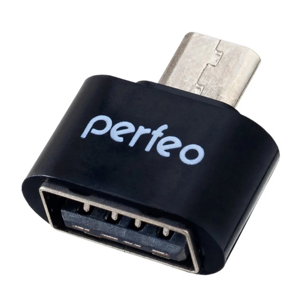 Адаптер PERFEO OTG USB in - microUSB out, черный (PF-VI-О003 Black) PF_5043 от компании Медиамир - фото 1