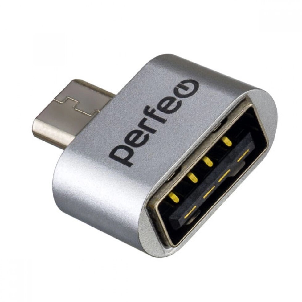 Адаптер PERFEO OTG USB in - microUSB out, серебряный (PF-VI-О011 Silver) PF_C3004 от компании Медиамир - фото 1