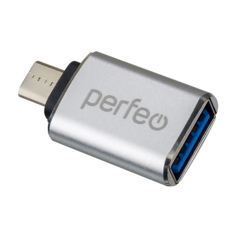 Адаптер PERFEO OTG USB3.0 in - microUSB out, серебряный (PF-VI-О012 Silver) PF_C3002 от компании Медиамир - фото 1