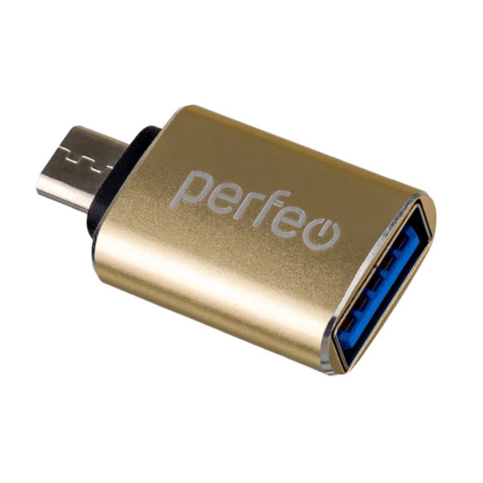 Адаптер PERFEO OTG USB3.0 in - microUSB out, золотой (PF-VI-О012 Gold) PF_C3001 от компании Медиамир - фото 1