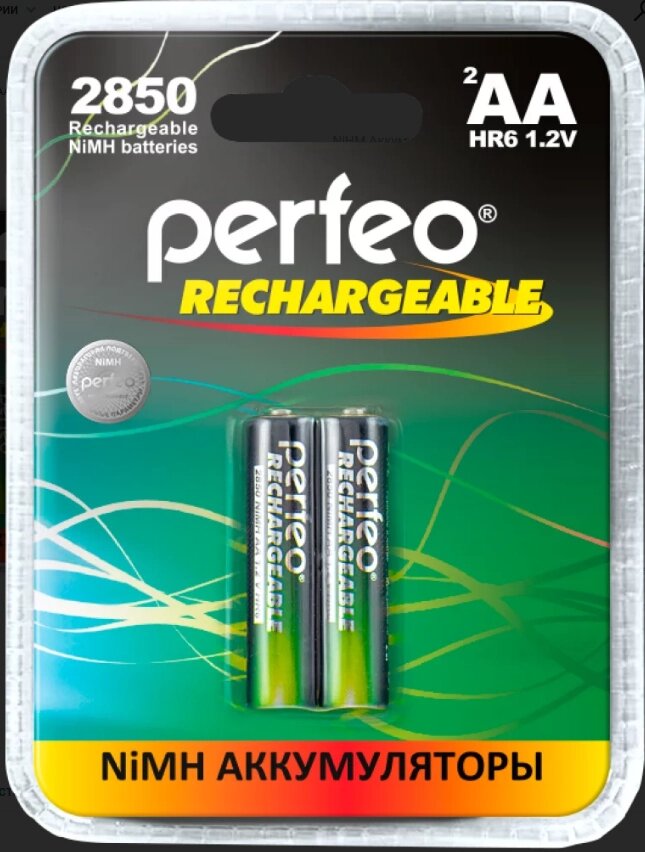 Аккумулятор PERFEO 2850МНАА- 2 BL2 Пластиковый блистер ##от компании## Медиамир - ##фото## 1