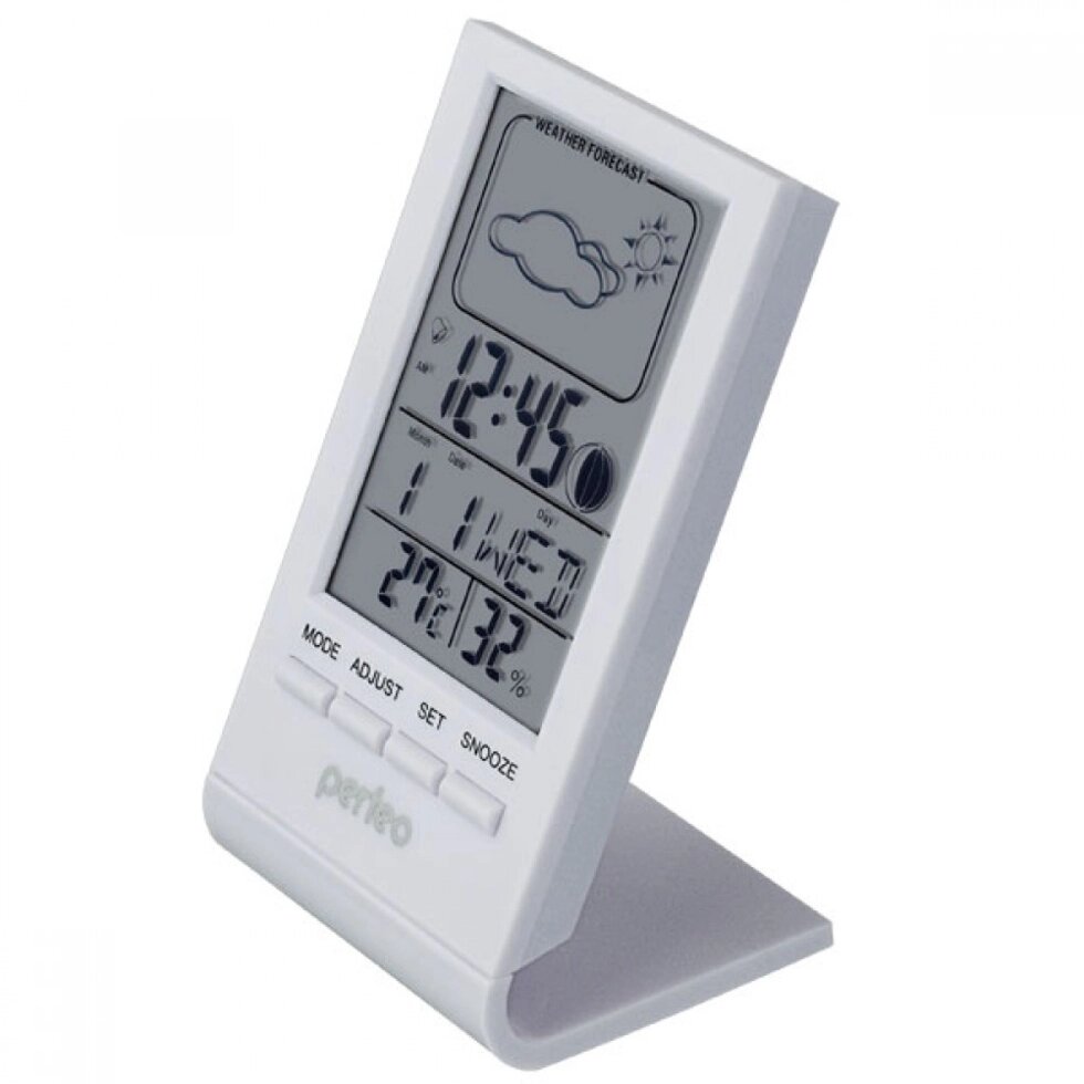 Часы-метеостанция Perfeo "Angle", белый, время, температура, влажность, дата (PF-S2092) PF_A4855 от компании Медиамир - фото 1