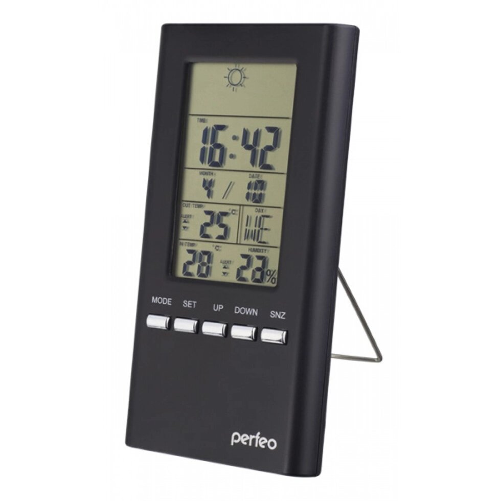 Часы-метеостанция Perfeo "Meteo", черный, время, темп, влажность, датчик уличной темп. (PF_A4599) от компании Медиамир - фото 1