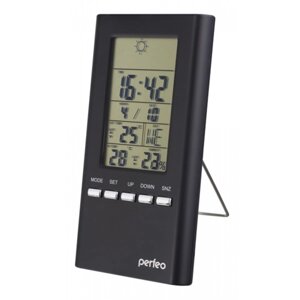 Часы-метеостанция Perfeo "Meteo", черный, время, темп, влажность, датчик уличной темп. (PF_A4599)