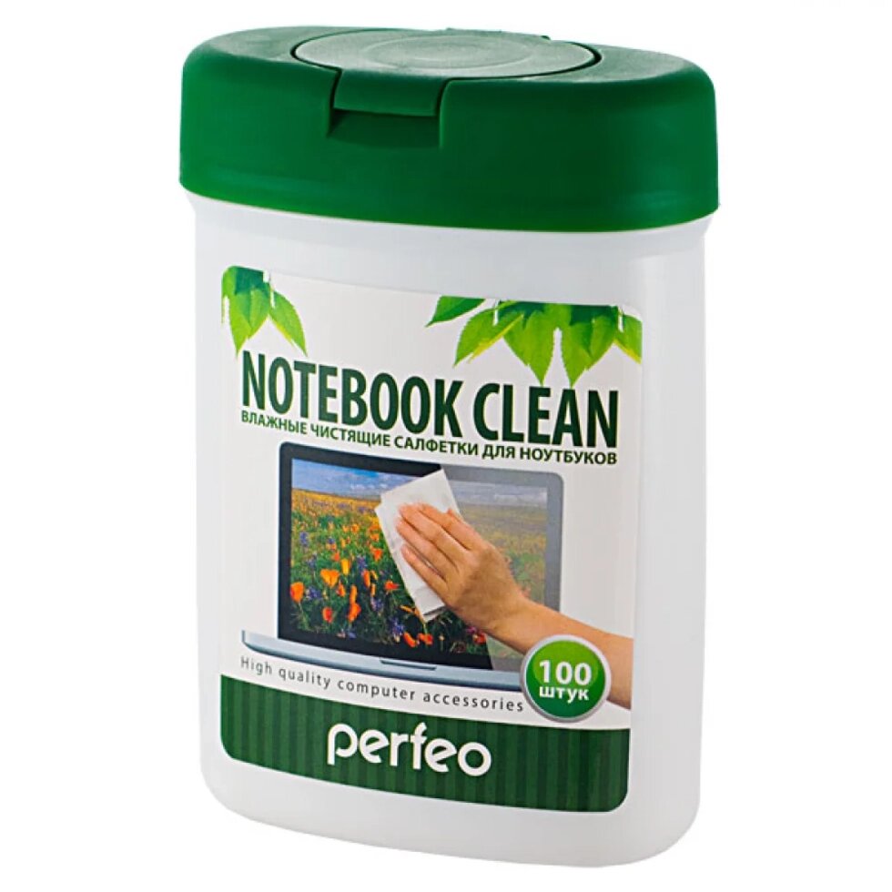 Чистящие средства Perfeo салфетки "Notebook Clean", для ноутбука, в малой тубе, 100шт. от компании Медиамир - фото 1