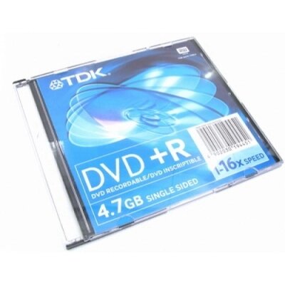 Диск TDK  DVD+R 4.7 Gb 16х Slim /10 от компании Медиамир - фото 1
