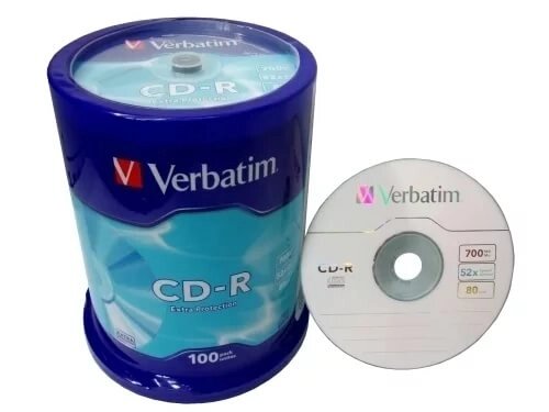 Диск Verbatim  CD-R 700Mb 52х, DL (уп. 100шт. в пласт. кор.) /400/ от компании Медиамир - фото 1