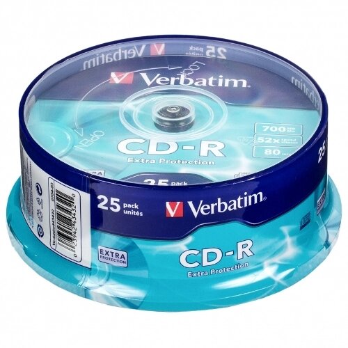 Диск Verbatim  CD-R 700Mb 52х, DL (уп.25шт. в пласт. кор.) /200/ от компании Медиамир - фото 1