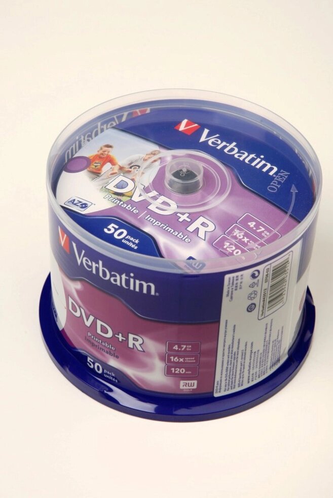 Диск Verbatim  DVD+R 4.7 Gb 16х (уп. 50 шт. в пл. кор.) /200/ от компании Медиамир - фото 1