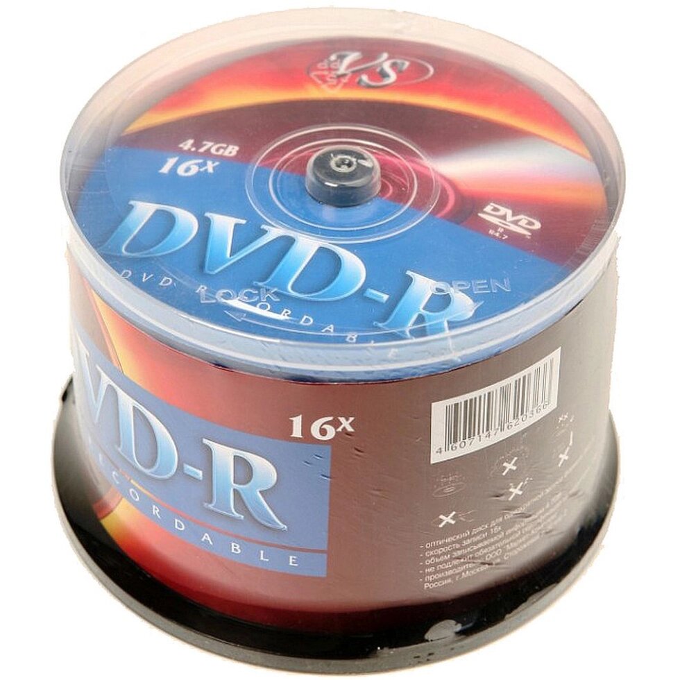 Диск VS  DVD-R 4.7 Gb 16х (уп. 50 шт. в пл. кор.) /250/ от компании Медиамир - фото 1