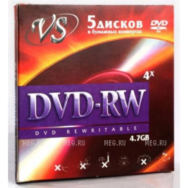 Диск VS  DVD-RW 4.7 Gb конверт/5 /250/ от компании Медиамир - фото 1