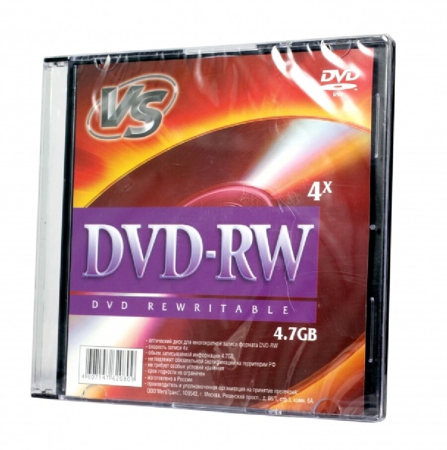 Диск VS  DVD-RW 4.7 Gb Slim/5 /200/ от компании Медиамир - фото 1