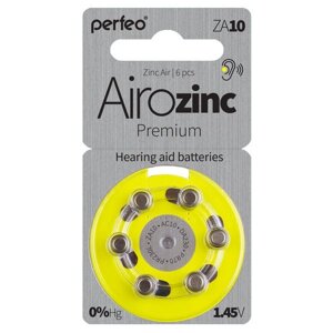 Элемент питания Perfeo ZA10/6BL Airozinc Premium (для слуховых аппаратов) 6/60
