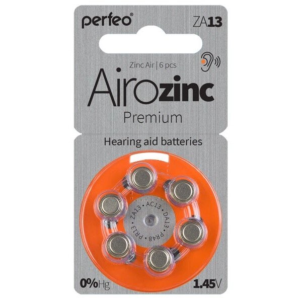 Элемент питания Perfeo ZA13/6BL  Airozinc Premium (для слуховых аппаратов) 6/60 от компании Медиамир - фото 1