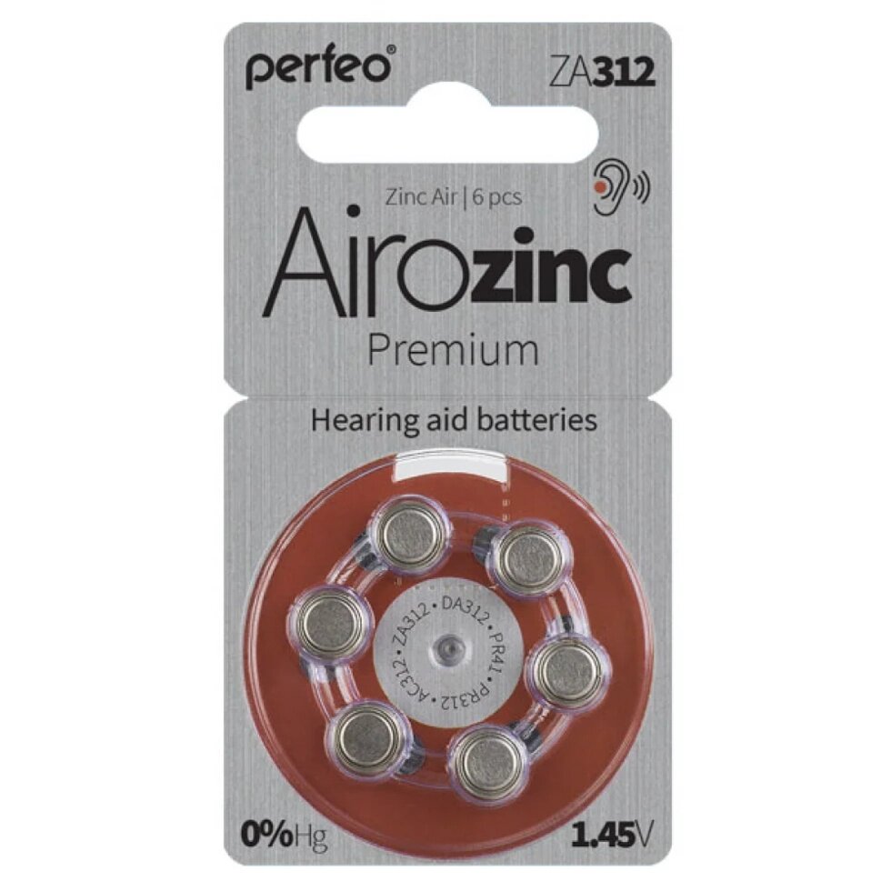 Элемент питания Perfeo ZA312/6BL Airozinc Premium (для слуховых аппаратов)6/60 от компании Медиамир - фото 1