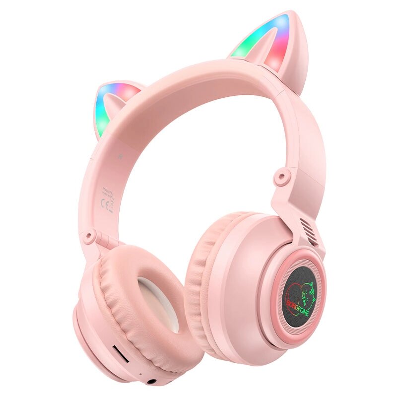Гарнитура Bluetooth полноразмерная BOROFONE BO18 Cat 400mah LED Pink от компании Медиамир - фото 1