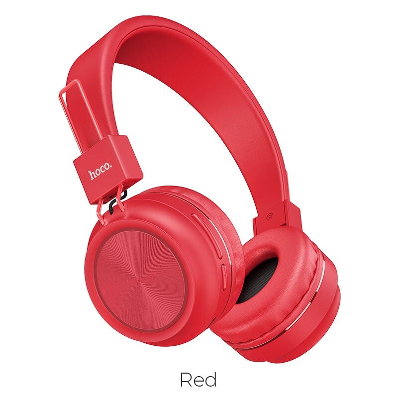 Гарнитура Bluetooth полноразмерная HOCO W25 Promisel, 300mAh , MP3, съемный кабель Red от компании Медиамир - фото 1