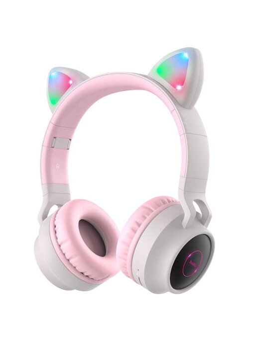 Гарнитура Bluetooth полноразмерная HOCO W27 Cat ear Bluetooth 4.2 300mah MP3, LED Grey от компании Медиамир - фото 1