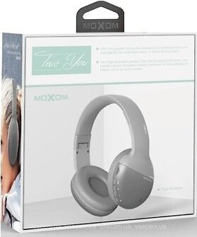 Гарнитура Bluetooth полноразмерная MOXOM MX-WL22 FM, MP3, съемный кабель, складныне  серые от компании Медиамир - фото 1