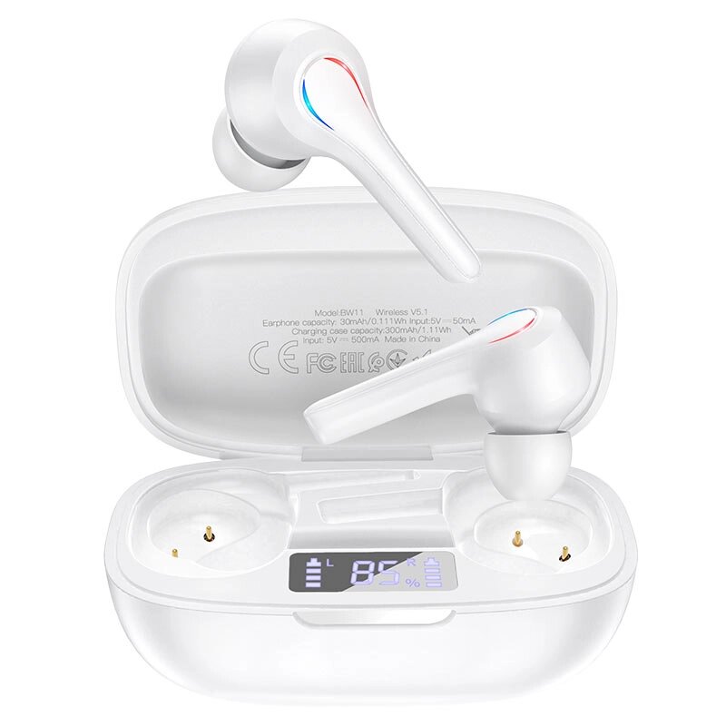 Гарнитура Bluetooth TWS Borofone BW11 Graceful , 300 mAч White от компании Медиамир - фото 1