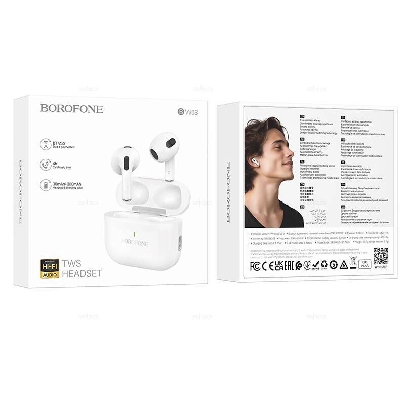 Гарнитура Bluetooth TWS Borofone BW58 White п от компании Медиамир - фото 1