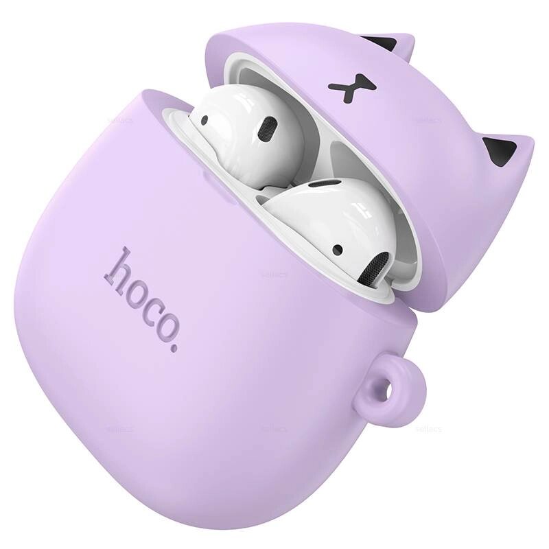 Гарнитура Bluetooth TWS HOCO EW45 (Lilac Cat) лиловый чехол от компании Медиамир - фото 1