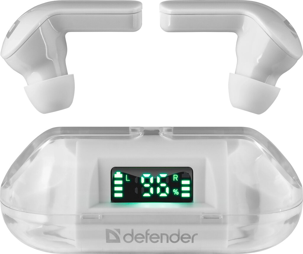 Гарнитура Bluetooth TWS мобильная Defender Twins 916 белый , Type-C, LED дисплей (63916) от компании Медиамир - фото 1