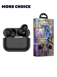 Гарнитура Bluetooth TWS More Choice BW31S кейс с функцией беспр. зарядки + кубики, карта (Black)