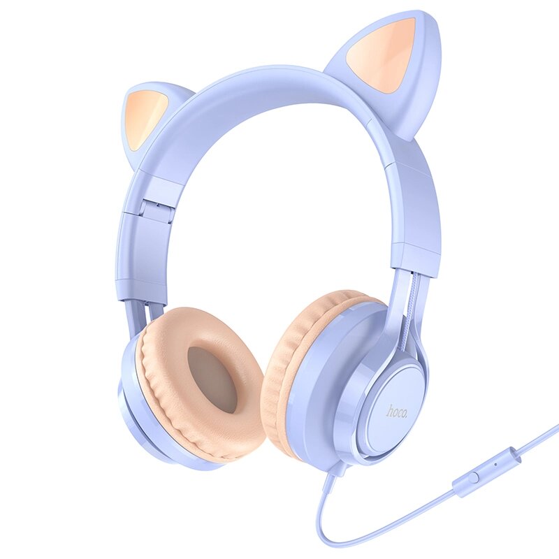 Гарнитура полноразмерная HOCO W36 Cat ear 1.2m Jack*3.5 Dream Blue от компании Медиамир - фото 1