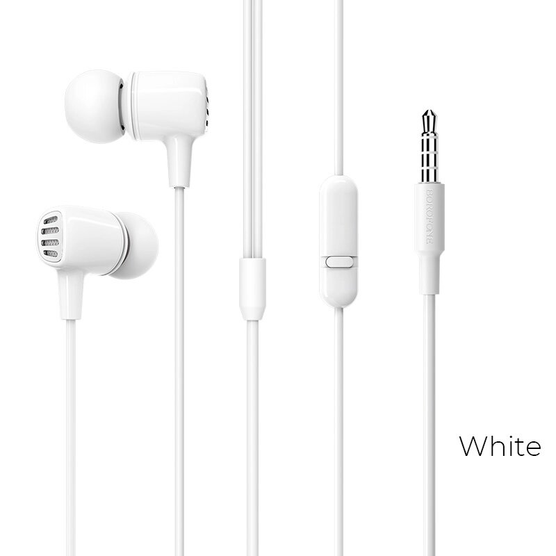 Гарнитура внутриканальная Borofone BM43 Remy universal earphones with mic, White от компании Медиамир - фото 1