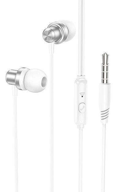Гарнитура внутриканальная Borofone BM70 Jack 3.5 mm 1.2m, Silver от компании Медиамир - фото 1