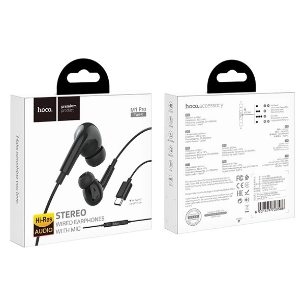 Гарнитура внутриканальная HOCO M1 Pro Original Type-C Black купить ...