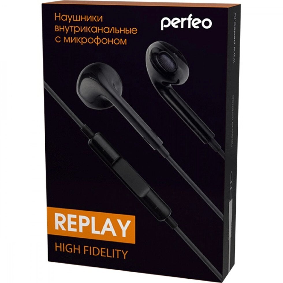 Гарнитура внутриканальная Perfeo REPLAY c управлением звуком/микрофоном  черные (PF_A4635) от компании Медиамир - фото 1