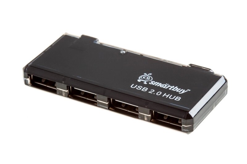 Хаб USB 2.0 Smartbuy 6110, 4 порта, черный (SBHA-6110-K) от компании Медиамир - фото 1