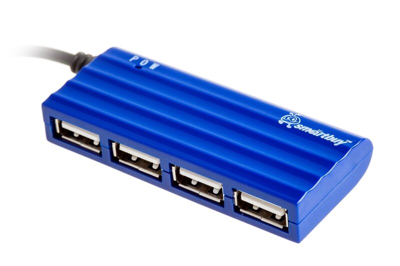 Хаб USB 2.0 Smartbuy 6810, 4 порта, голубой (SBHA-6810-B) от компании Медиамир - фото 1