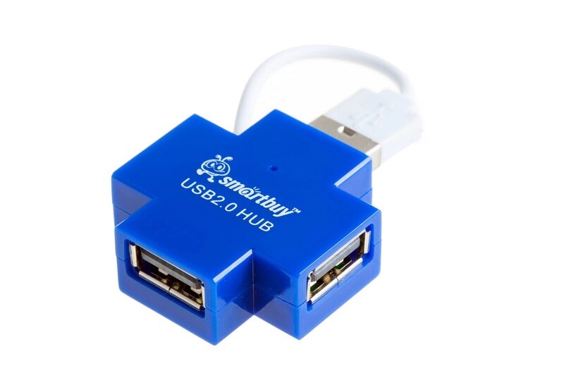 Хаб USB 2.0 Smartbuy 6900, 4 порта, голубой (SBHA-6900-B) от компании Медиамир - фото 1