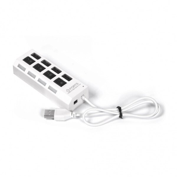Хаб USB 2.0 Smartbuy с выключателями, 4 порта, СуперЭконом, белый (SBHA-7204-W) от компании Медиамир - фото 1
