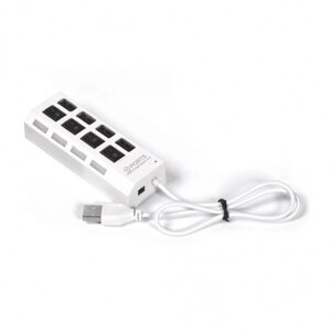 Хаб USB 2.0 Smartbuy с выключателями, 4 порта, СуперЭконом, белый (SBHA-7204-W)