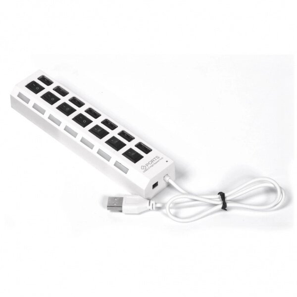 Хаб USB 2.0 Smartbuy с выключателями, 7 портов, СуперЭконом, белый (SBHA-7207-W) от компании Медиамир - фото 1