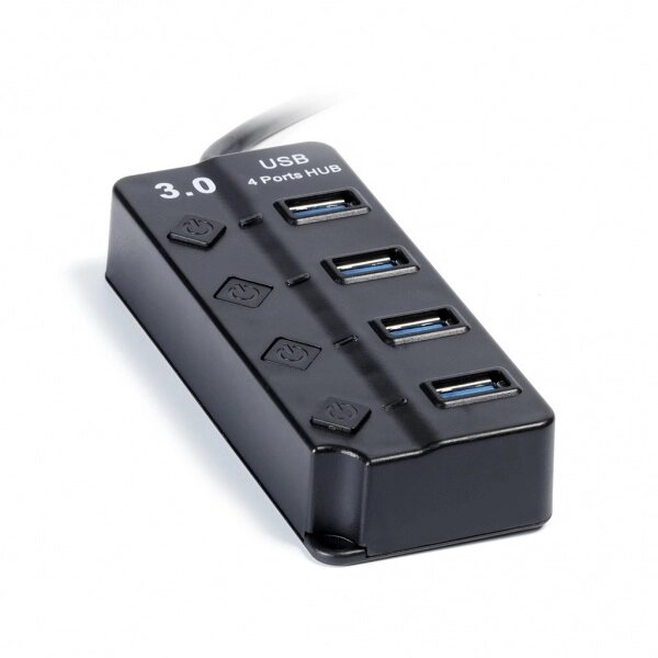 Хаб USB 3.0 Smartbuy с выключателями, 4 порта, СуперЭконом, черный (SBHA-7324-B)/100 от компании Медиамир - фото 1