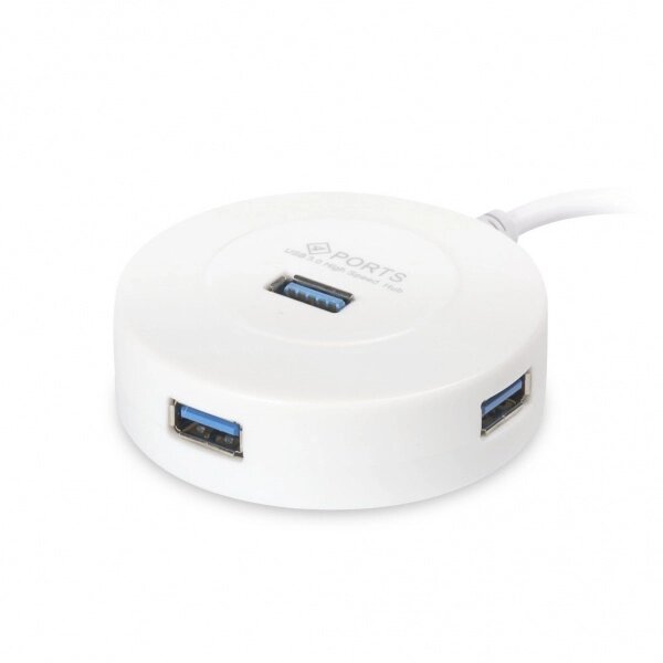 Хаб USB 3.0 Smartbuy с выключателями, 4 порта, СуперЭконом круглый, белый (SBHA-7314-W)/100 от компании Медиамир - фото 1