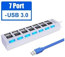 Хаб USB 3.0 Smartbuy с выключателями, 7 портов, СуперЭконом, белый (SBHA-7307-W) от компании Медиамир - фото 1