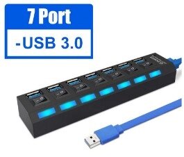 Хаб USB 3.0 Smartbuy с выключателями, 7 портов, СуперЭконом, черный (SBHA-7307-B) от компании Медиамир - фото 1