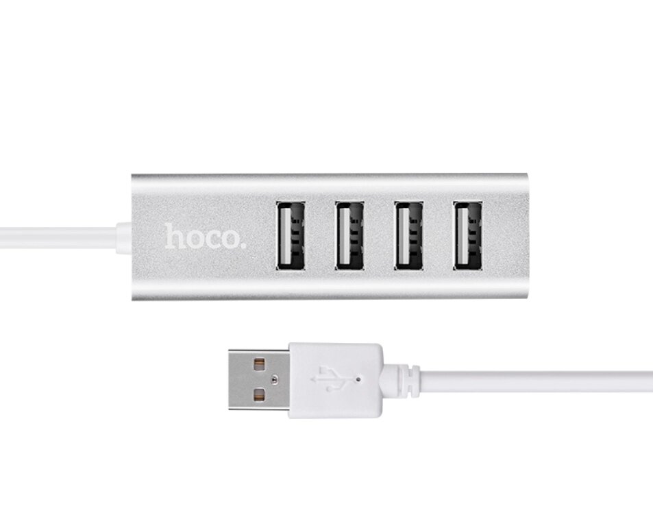 Хаб USB Hoco HB1  4USB 2.0 Silver от компании Медиамир - фото 1
