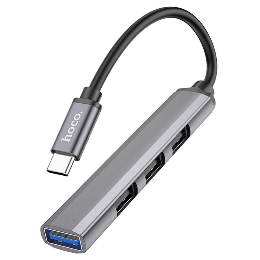 Хаб USB Hoco HB26a3.0 Type-C out - in 1*USB 3.0+3*USB 2.0 0,13m Grey м от компании Медиамир - фото 1