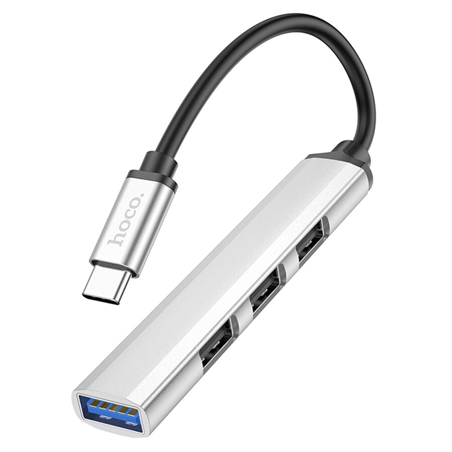 Хаб USB Hoco HB26a3.0 Type-C out - in 1*USB 3.0+3*USB 2.0 0,13m Silver м от компании Медиамир - фото 1