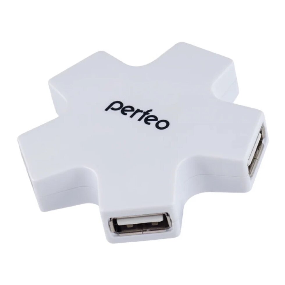 Хаб USB Perfeo 4 порта, (PF-HYD-6098H White) белый (PF_5049) от компании Медиамир - фото 1