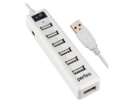 Хаб USB Perfeo 7 портов, (PF-H034 White), белый (PF_C3226) от компании Медиамир - фото 1