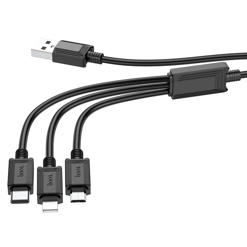 Кабель 3in1 HOCO X74 2A USB - Lightning / Micro / Type-C  1м PVC Black п от компании Медиамир - фото 1